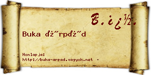 Buka Árpád névjegykártya